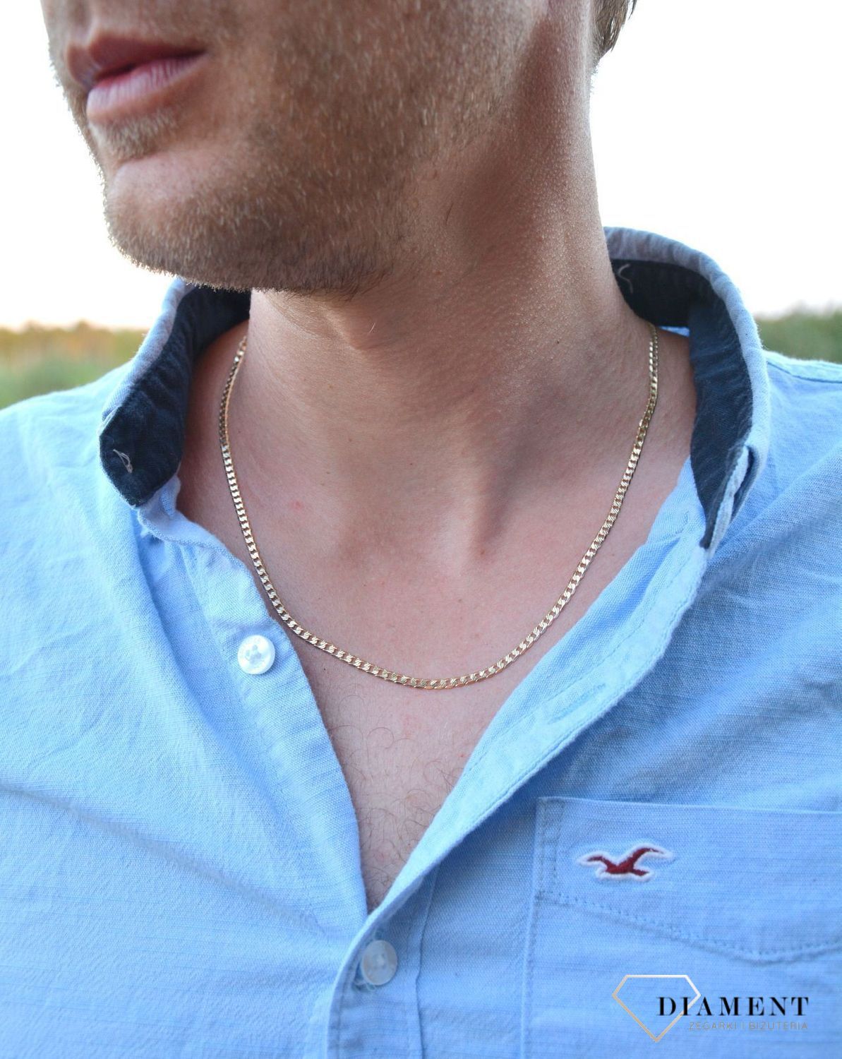 Złoty łańcuszek grawerowana pancerka 585 PAVE  (2).jpg